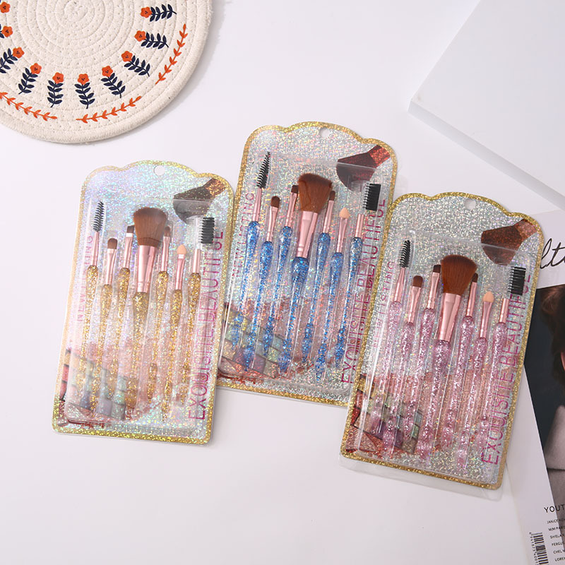 New Transparent Makeup Brush Set Creative Glitter Powder High Color Value Eye Shadow Brush Small Man Waist Makeup Brush Internet Celebrity Makeup Brush