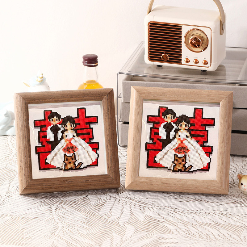 Customized Hand-Painted Cartoon Pixel-Style Wedding Photo Pebble Art Design, Wedding Gift for Newlyweds, Photo Frame Ornament Customized Hand-Painted Cartoon Pixel-Style Wedding Photo Pebble Art Design, Wedding Gift for Newlyweds, Photo Frame Ornament
