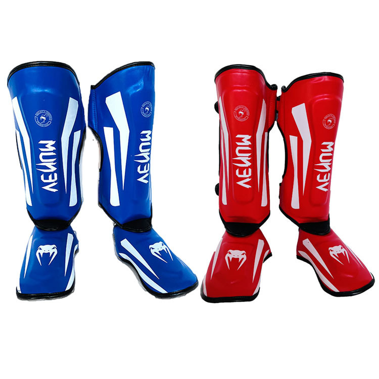 Muay Thai leg guards, Sanda fighting shin guards, combat protective gear, ankle guards, Taekwondo leg guards, children's freestyle fighting protective gear