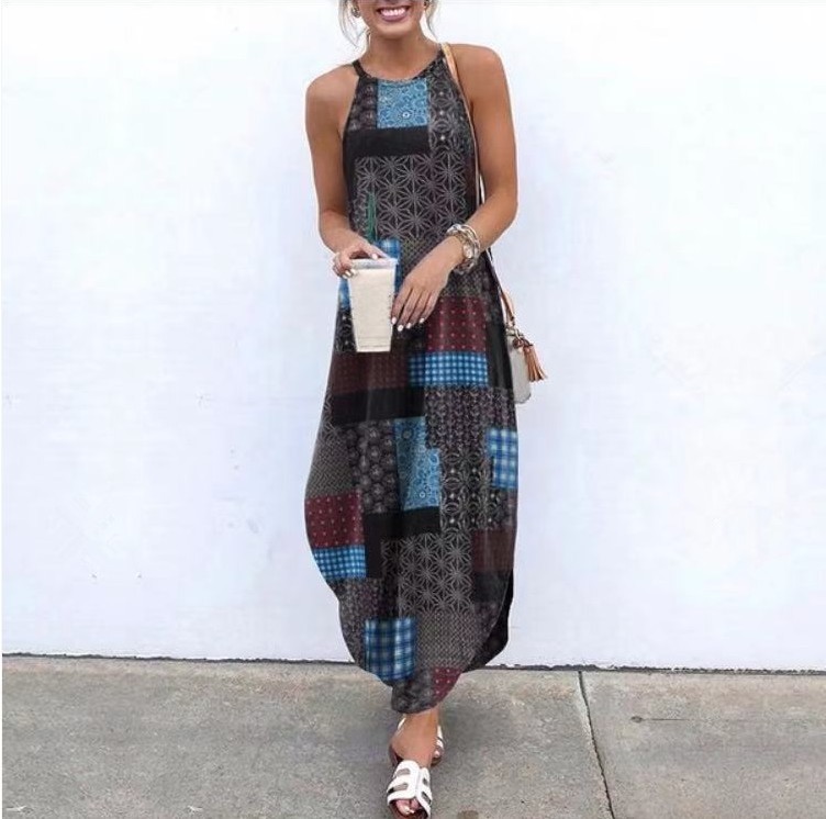 Polyester Fabric Type Mid Waist Waist Line Daily Occasion Round Neck Neckline Regular Fit Fit Type Wholesale Women'S Simple Style Patchwork Solid Color Daily Round Neck Sleeveless Tuxedo Skirt