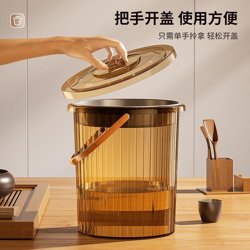 茶バケツ、茶粕バケツ、茶バケツ、茶卓廃水バケツ、乾湿分離茶フィルター、ゴミ箱、カンフー茶セットアクセサリー|undefined