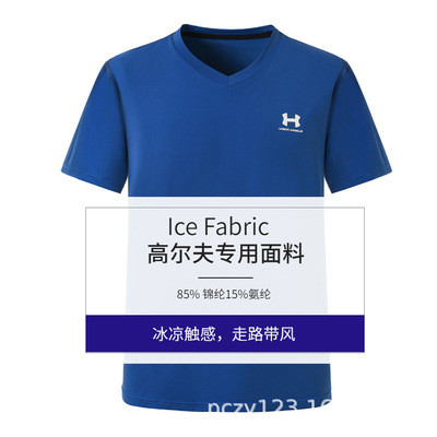 品质款2021年夏季新款男士冰丝短袖T恤户外运动高弹冰感速干衣
