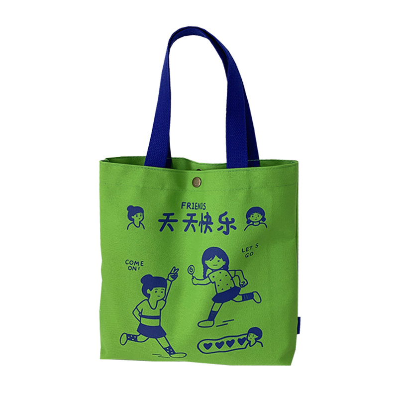 Bolsa de lona, bolso de lona de caricatura de mujer, bolso de mano, bolso de mano pequeño, bolso de mano casual coreano, una bolsa de cabello