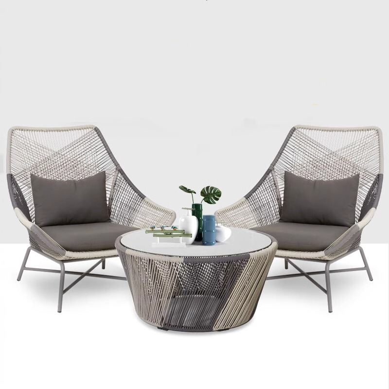 Balcony Small Table and Chairs, Outdoor Courtyard Combination, Internet Celebrity Open-Air House, Sunshine Leisure Sofa, Outdoor Rattan Chair Three-Piece Set