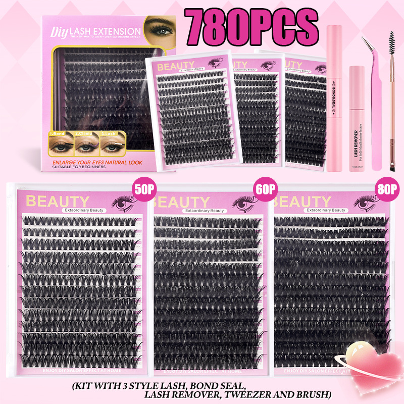 Transfronterizos falsas pestañas DIY segmentación de cabello 3 tipos de mezcla gruesa de gran capacidad libro de pestañas familia set de pestañas