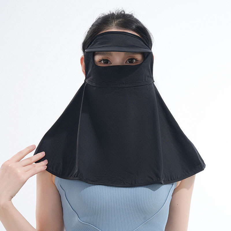 Verano máscara solar de seda de hielo máscara solar de protección UV para mujeres máscara de protección solar ensanchada para proteger los ojos y la esquina para proteger el cuello transpirable