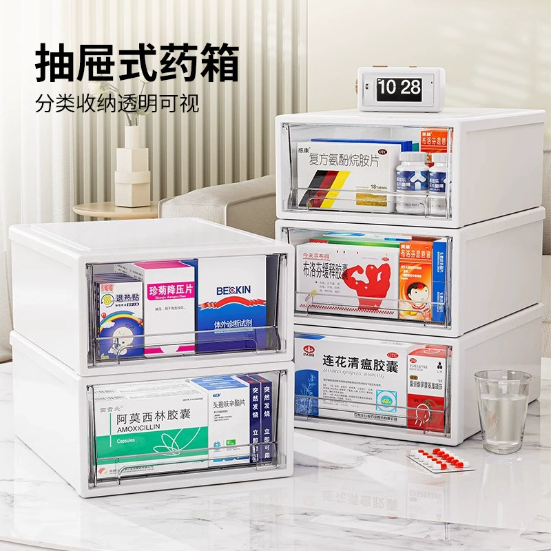 Ящик для лекарств выдвижного типа, ящик для хранения бытовых лекарств большой емкости, прозрачный видимый медицинский ящик, ящик для лекарств