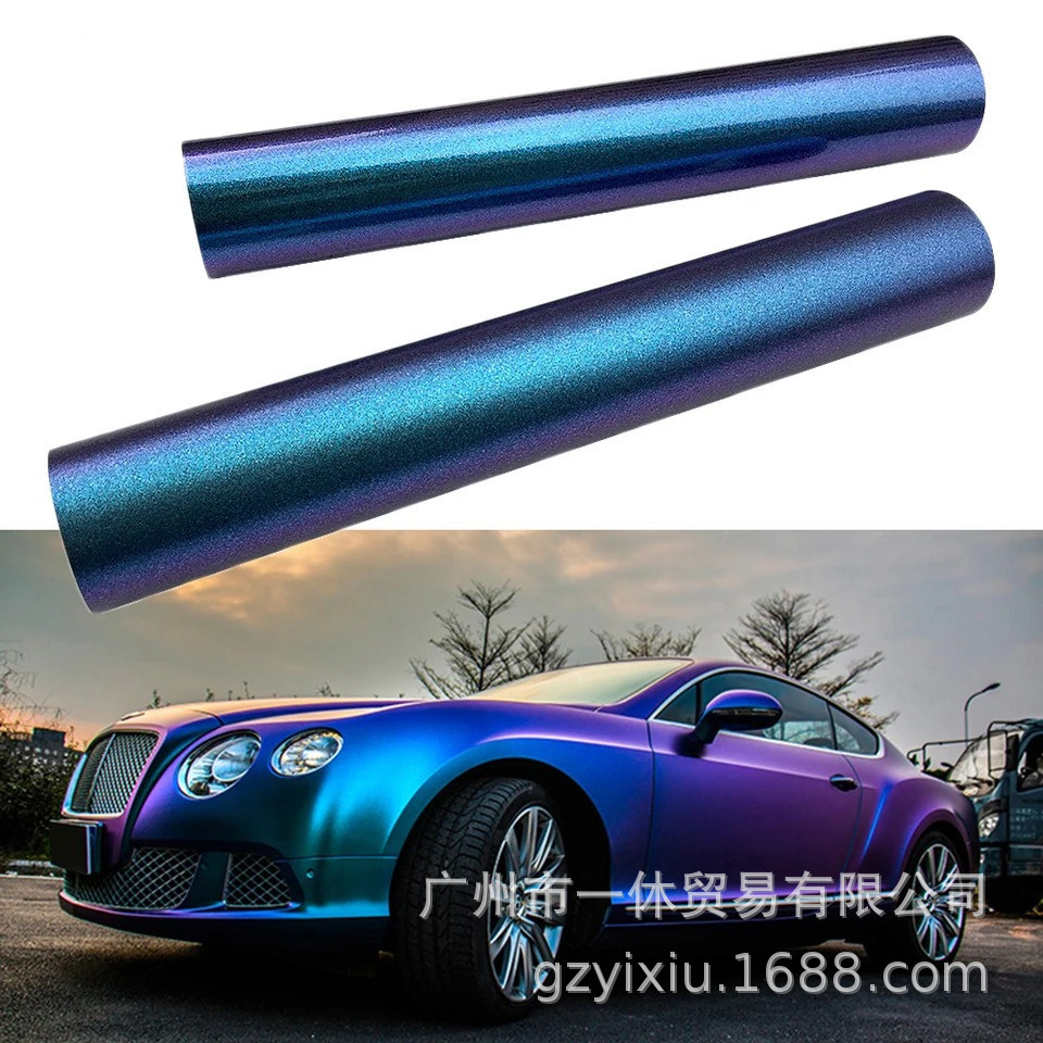 Phim vinyl tắc kè hoa 30x100cm màu tím gradient màu xanh có thể kéo dài không khí giải phóng phụ kiện xe máy ô tô