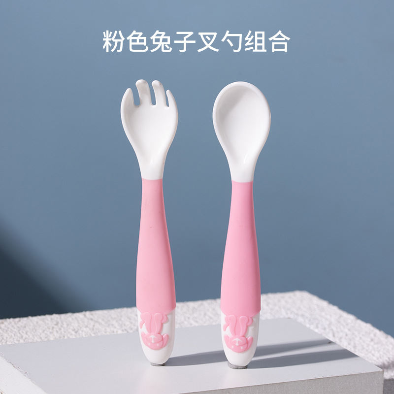 핑크 토끼 포크 스푼 조합