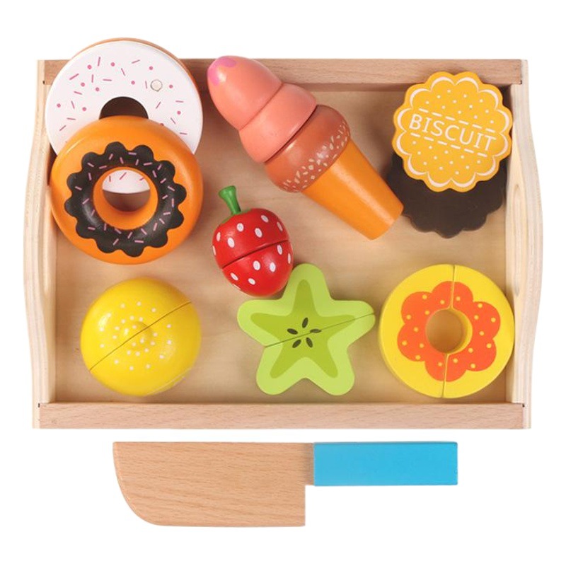 Corte de madera de los niños bandeja de madera de corte magnético juguetes de frutas y verduras de corte juguetes Play House