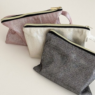 Cross-border high-grade bronzing hand-carrying cosmetic bag women's snakeskin pattern mobile phone bag wallet pencil case portable wash bag