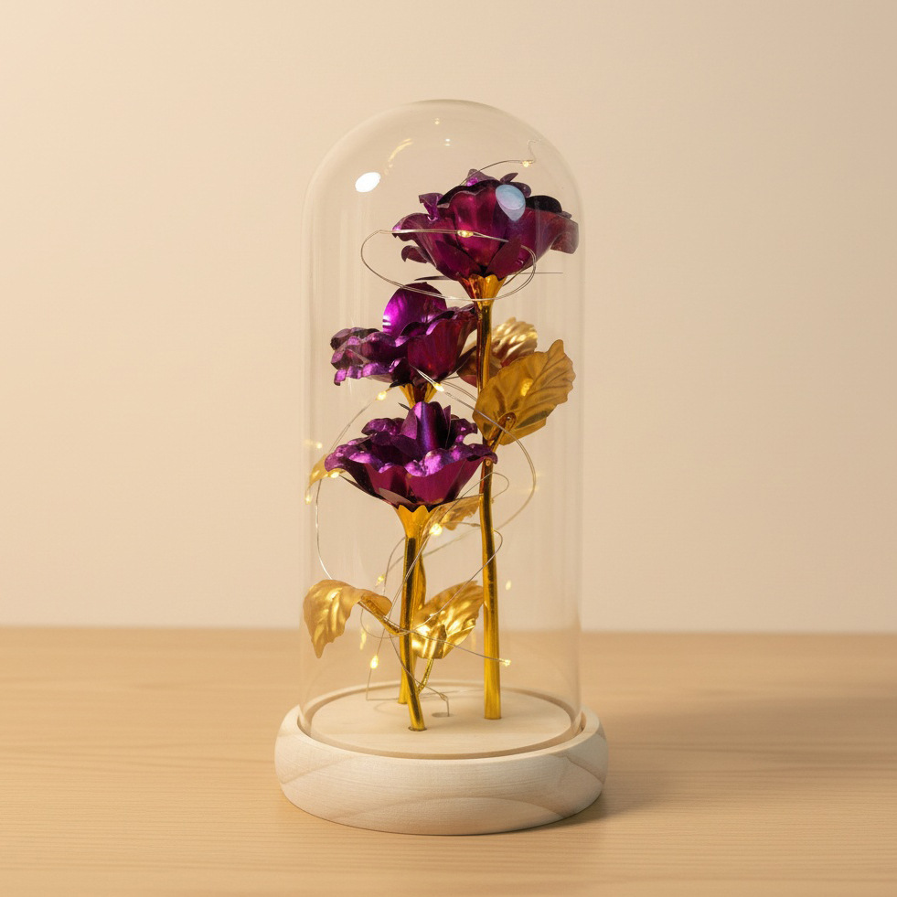 3 flores doradas de flores eternas regalos del Día de la Madre Qiuxi decorativos de mesa ramo de flores regalos del Día de San Valentín transfronterizos