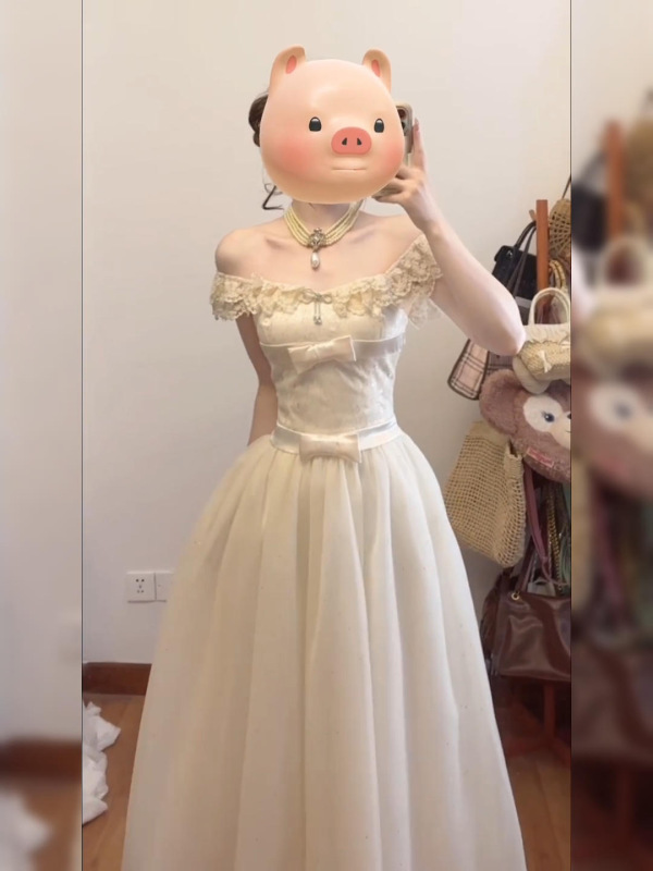 甘い重工業の金持ち娘のドレス女性の夏の美しいプリンセスドレス小さなフライングスリーブウエストロングスカート|undefined