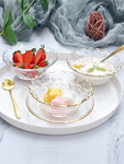 Z3VM燕窝碗甜品碗盅汤碗餐具水晶碗金边玻璃碗家用银耳粥碗精