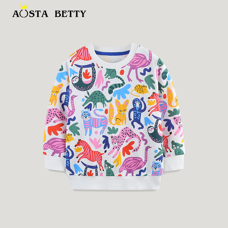 New European and American style girls' sweatshirt, knitted cotton, autumn baby long-sleeved base layer, girls' sports top