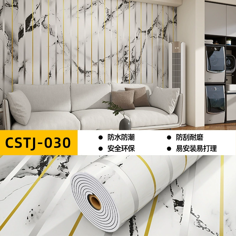 Marble self-adhesive wallpapers on wall, sticker