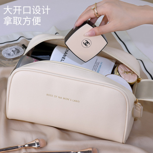 PU pillow cosmetic bag, high-looking double zipper, portable large-capacity travel supplies, toiletry storage bag wholesale