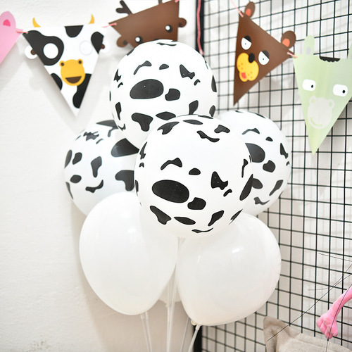 Cross-border ins forest style 12-inch striped animal print balloon animal cartoon leopard print cow flower balloon