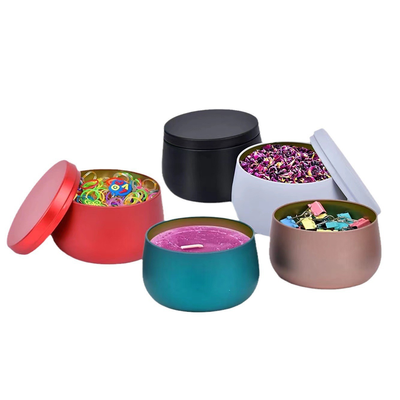 192 unids 8oz rosa de oro gran vientre vacío puede Candy galleta joyería almacenamiento sellado planta hierro caja