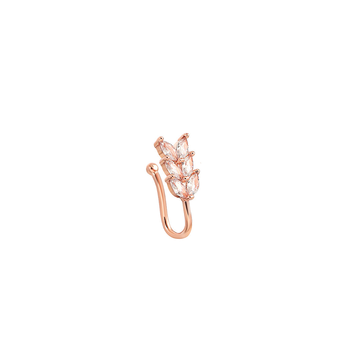 Cross-Border Simple Exquisite Inlaid Diamond Leaf Rose Flower Foreign Trade Jewelry Stud European And American_voghion.com