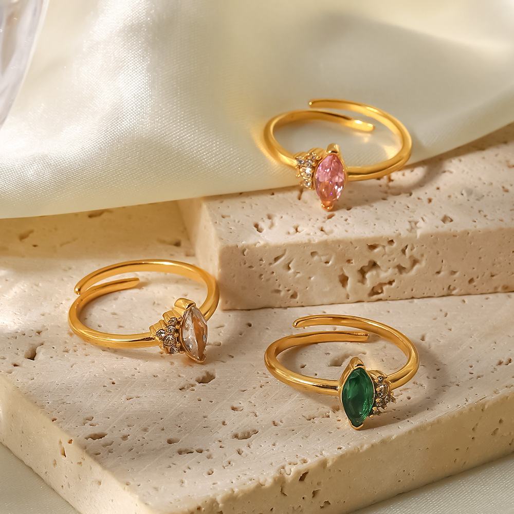 Fashion Geometric Stainless Steel Open Ring Plating Zircon Stainless Steel Rings