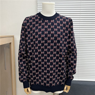 Source Manufacturer Original Version Gujia Classic Old Flower Double g Jacquard Long-Sleeved Knitted Men's and Women's Round Neck Sweaters Cross-Border Export
