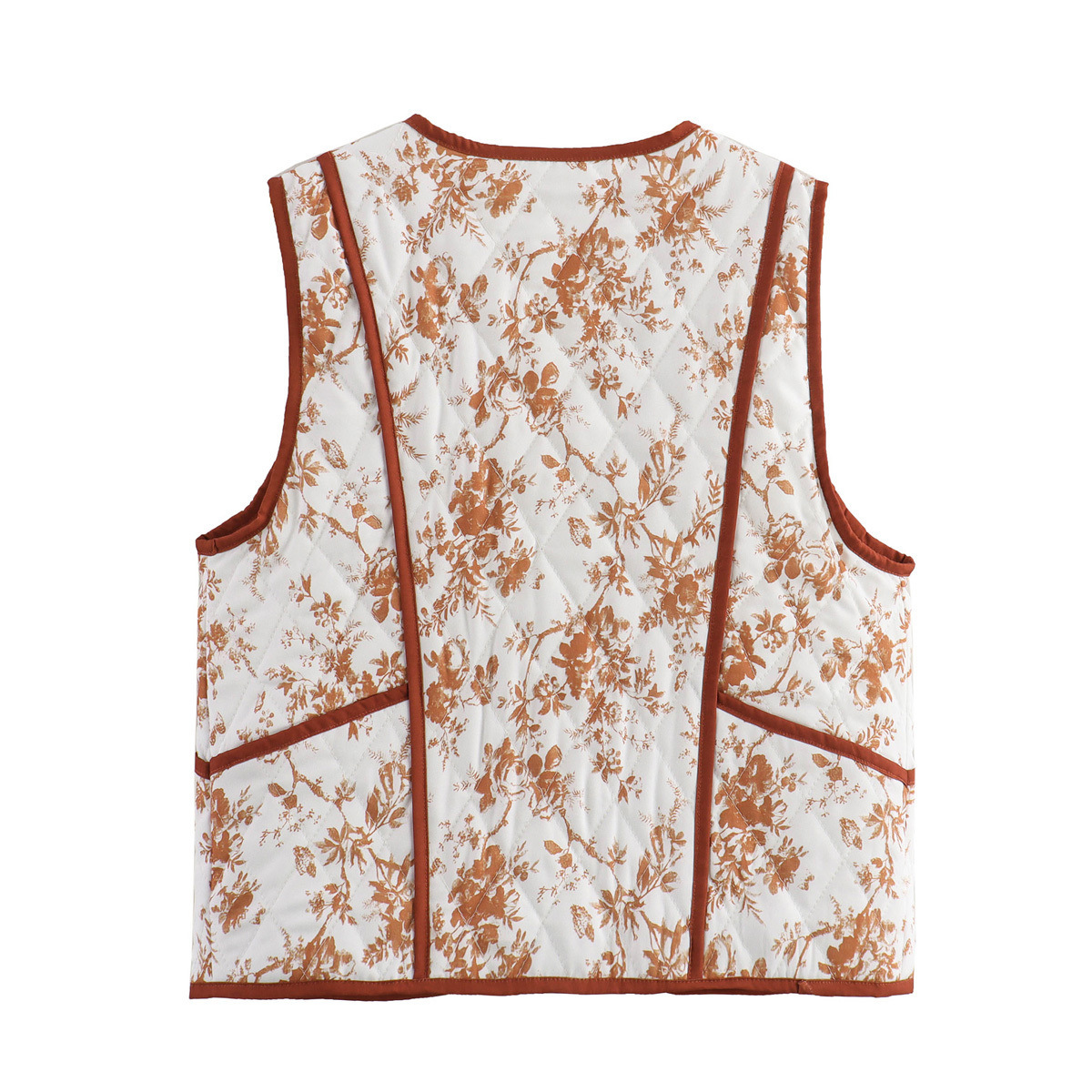 Vêtements pour femmes 2024 automne et hiver nouvel article mode de rue gilet en coton matelassé imprimé décontracté_voghion.com