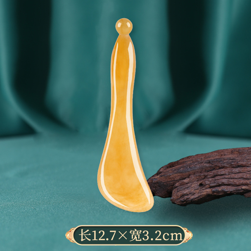 Peine de masaje cuatro en uno de resina real, tratamiento de cabeza de pulpo, peine de meridiano de dientes anchos, tabla raspadora en forma de corazón, barra de tendón de punto de acupuntura