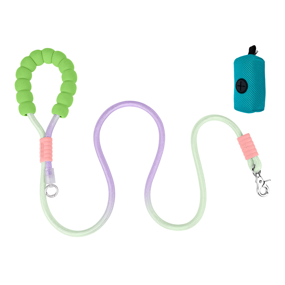 Cuerdas de tracción de dopamina de color se pueden colgar bolsas de mierda de perro cómodas espuma agarre cuerda de perro de montaña resistente al desgaste para caminar cuerda de perro