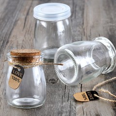 メーカー卸売り100ミリリットル布丁瓶蓋付きヨーグルトカッププリンプレゼント特恵ガラス牛乳カップ
