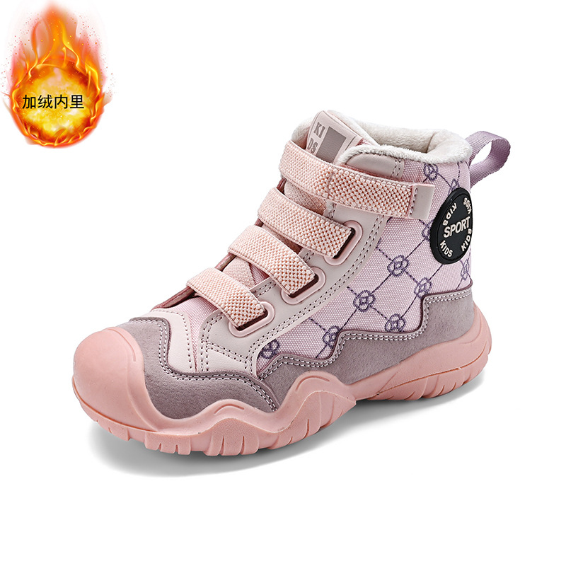 Zapatos calientes para niños zapatos para niños de alto impacto y zapatos al aire libre gruesos de lana zapatos antideslizantes de moda para estudiantes de primaria zapatos deportivos para niñas