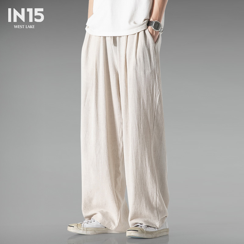Spring and Autumn plus size Chinese style cotton linen linen wide-leg pants men's autumn trousers loose comfortable casual pants cotton linen pants Spring and Autumn plus size Chinese style cotton linen linen wide-leg pants men's autumn trousers loose comfortable casual pants cotton linen pants