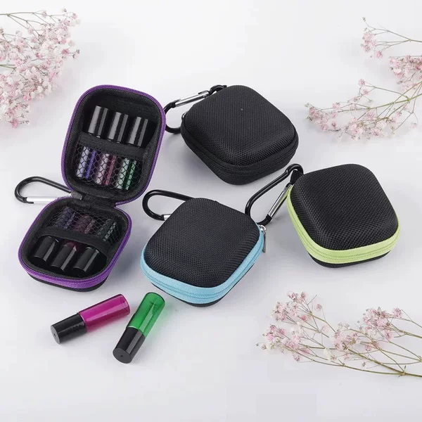 Mini 6-Compartment 5ml Essential Oil Storage Box, Hardened Shell, Essential Oil Storage Box, Comes with Carabiner