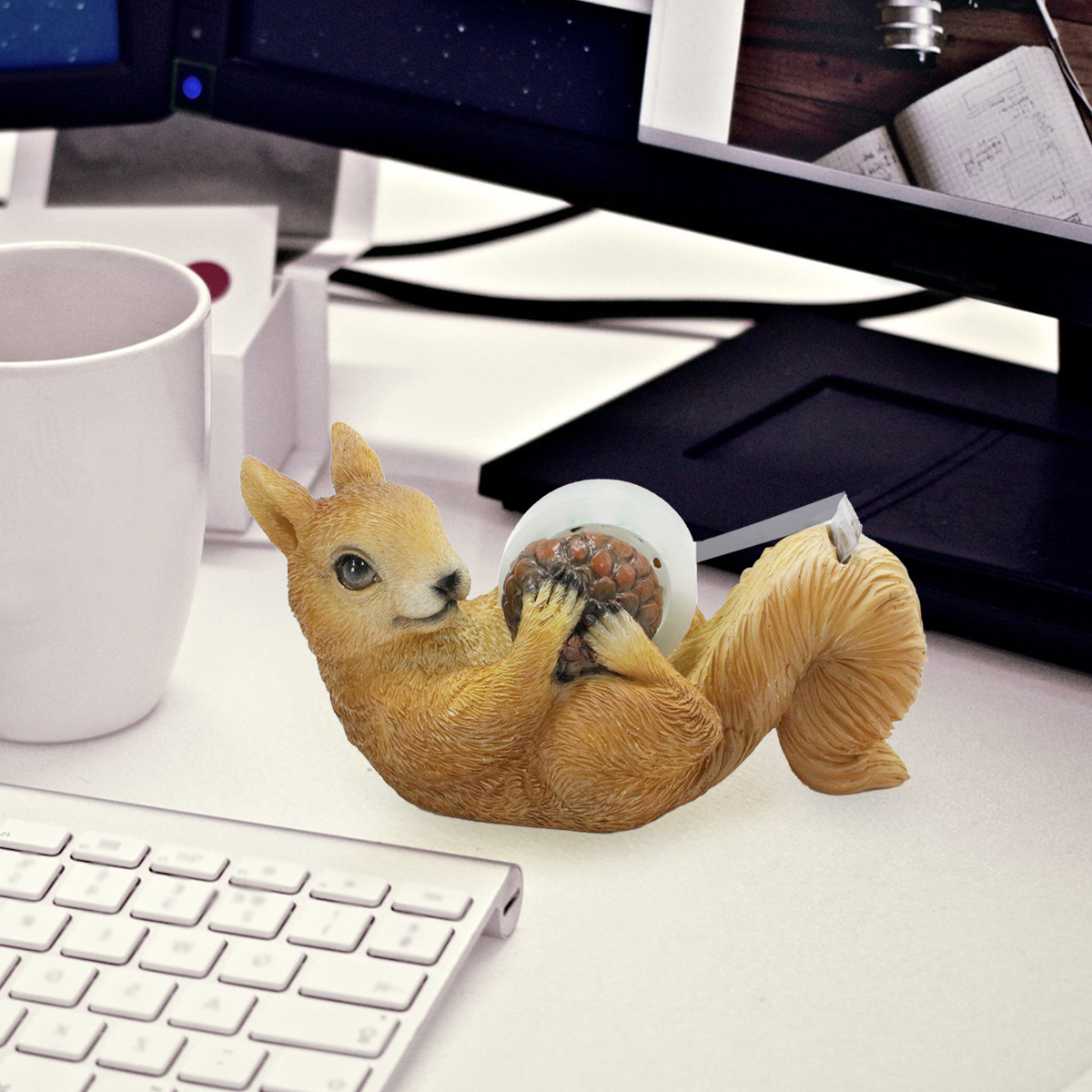  squirrel tape cutter roll rack office home flower shop desktop cute animal glue pedestal decorations