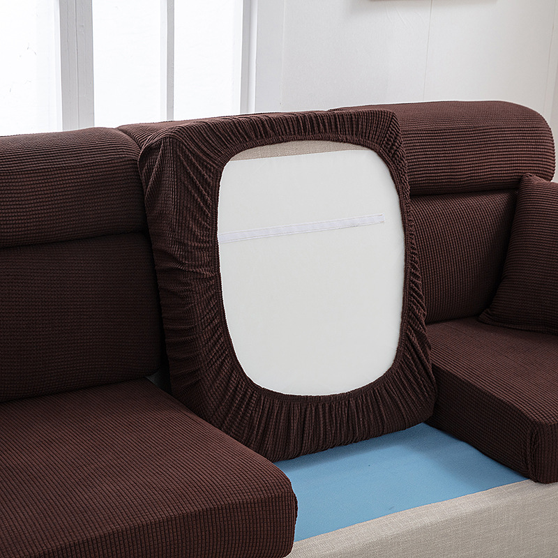 Mais-Samtkissen-Sofabezug, Sofabezug mit vollständiger Abdeckung, hochelastischer Chaiselongue-Kombinationssofabezug, schlicht und modern - 12