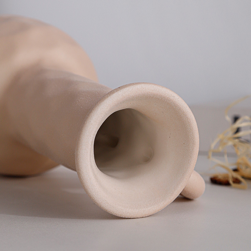 Florero de gres de estilo europeo esmerilado cerámica pequeño florero vintage flor seca flor creativo florero escritorio decoración del hogar