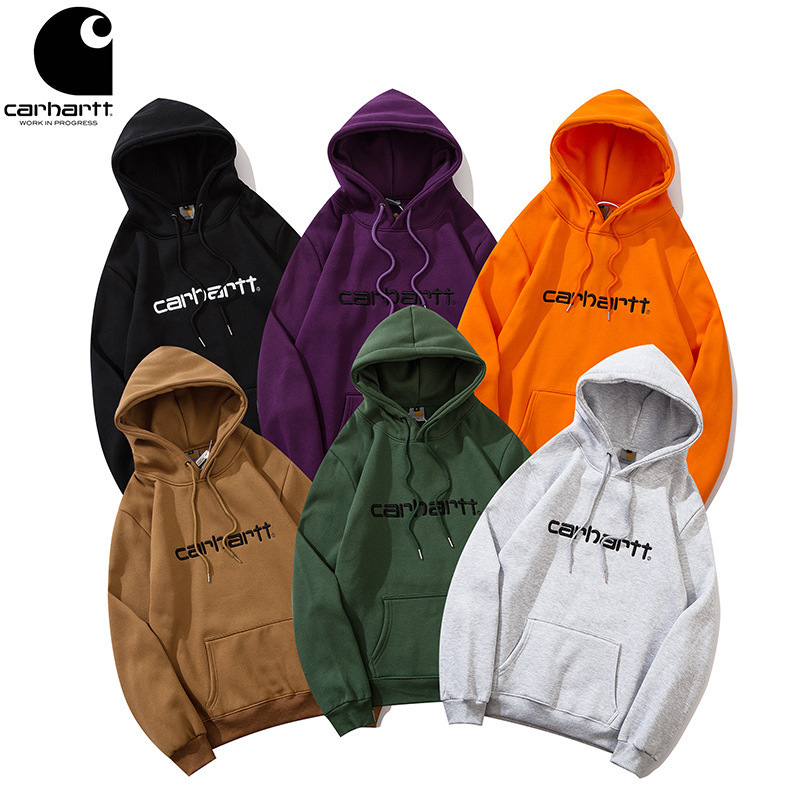 European and American Trendy Brand Carhartt Classic Letter-Printed Loose-Fitting Hooded Fleece Sweatshirt for Men and Women European and American Trendy Brand Carhartt Classic Letter-Printed Loose-Fitting Hooded Fleece Sweatshirt for Men and Women