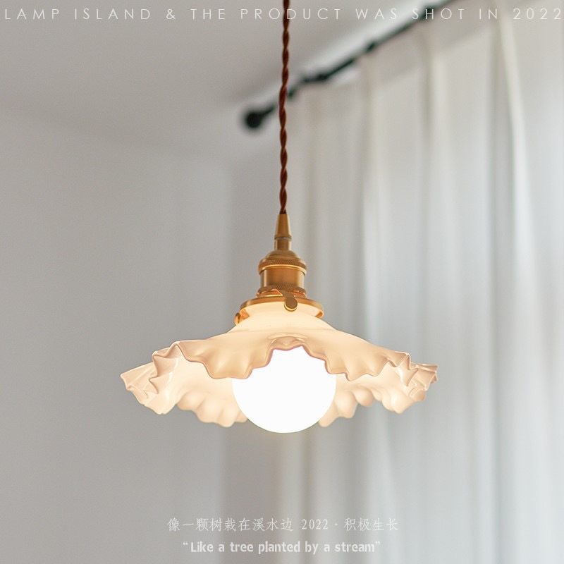 花朵吊燈意式輕奢田園風民宿吧檯燈現代簡約設計感玻璃溫馨餐廳燈