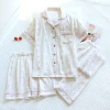 Lapel cherry blossom stripe pink three-piece set--Z