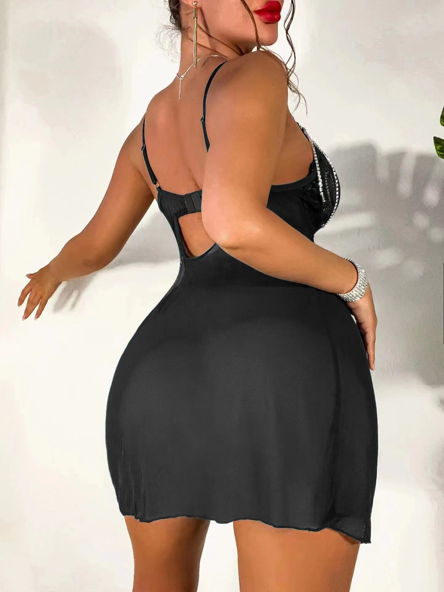 Polyester, Lace Fabric Type Skirt Sets Sets Type 1 Set Quantity Home, Daily, Sleeping Occasion Women's Lady Sexy Solid Color Skirt Sets Home Daily Sleeping Sexy Lingerie