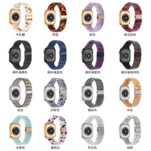 适用苹果Applewatch手表7-1代se一珠竹节折叠扣树脂iwatch S8表带