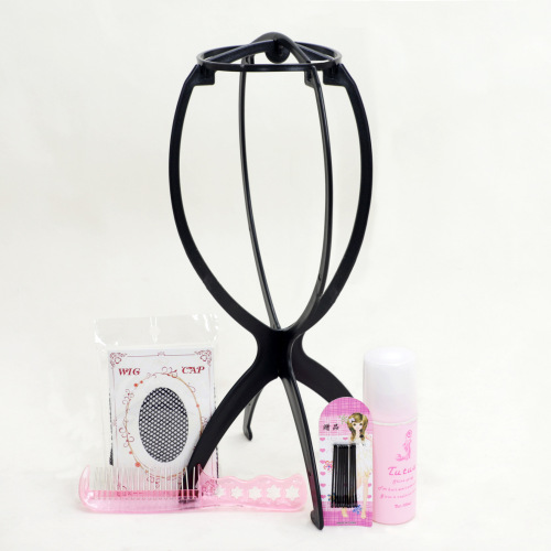 Manufacturer wholesale wig special care three-piece set five-piece set steel comb care solution hair care stand hair net