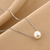 Necklace from pearl, fashionable universal accessory, pendant, chain for key bag , simple and elegant design