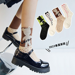 Spring and summer new original socks, women's socks, designed personalized letter three-dimensional bear socks, ins trend mid-tube socks