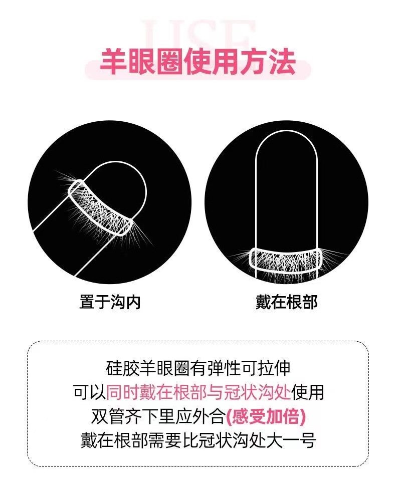 Double-Layer Silicone Textured Cock Ring with Fuzzy Eyelash Detail, 2.0 cm Inner Diameter — detail image 5