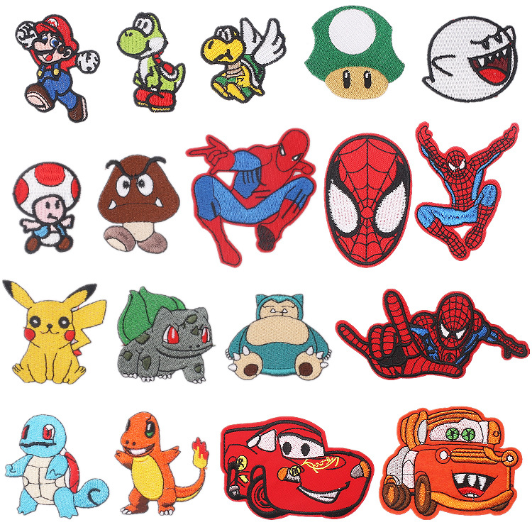 亚马逊蜘蛛侠刺绣布贴游戏补丁贴动漫章仔皮卡丘超级玛丽刺绣标