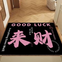创意水晶绒丝圈入户门地垫发财脚垫门口玄关地毯可裁剪防滑除尘垫