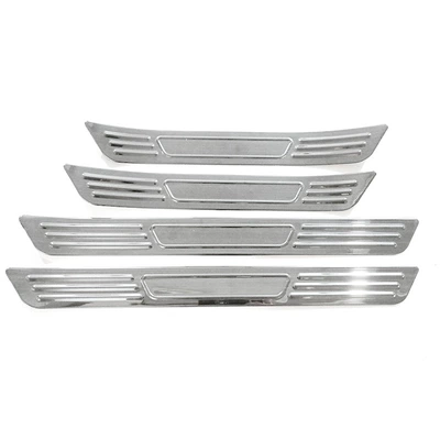 Dekorativ pedal başlıqları Yaris cross stainless steel - gasoline-car-outer-door-sill-strip-4-piece-set-stainless-steel-silver-titanium-brushed-finish-suitable-for-2024-yaris-cross-yaris-cross