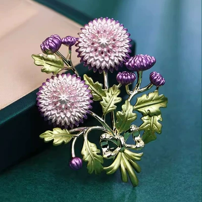 Retro Dandelion Brooch High-end Female Temperament Elegant Enamel Plant Corsage Niche Design Sense Pin Accessories