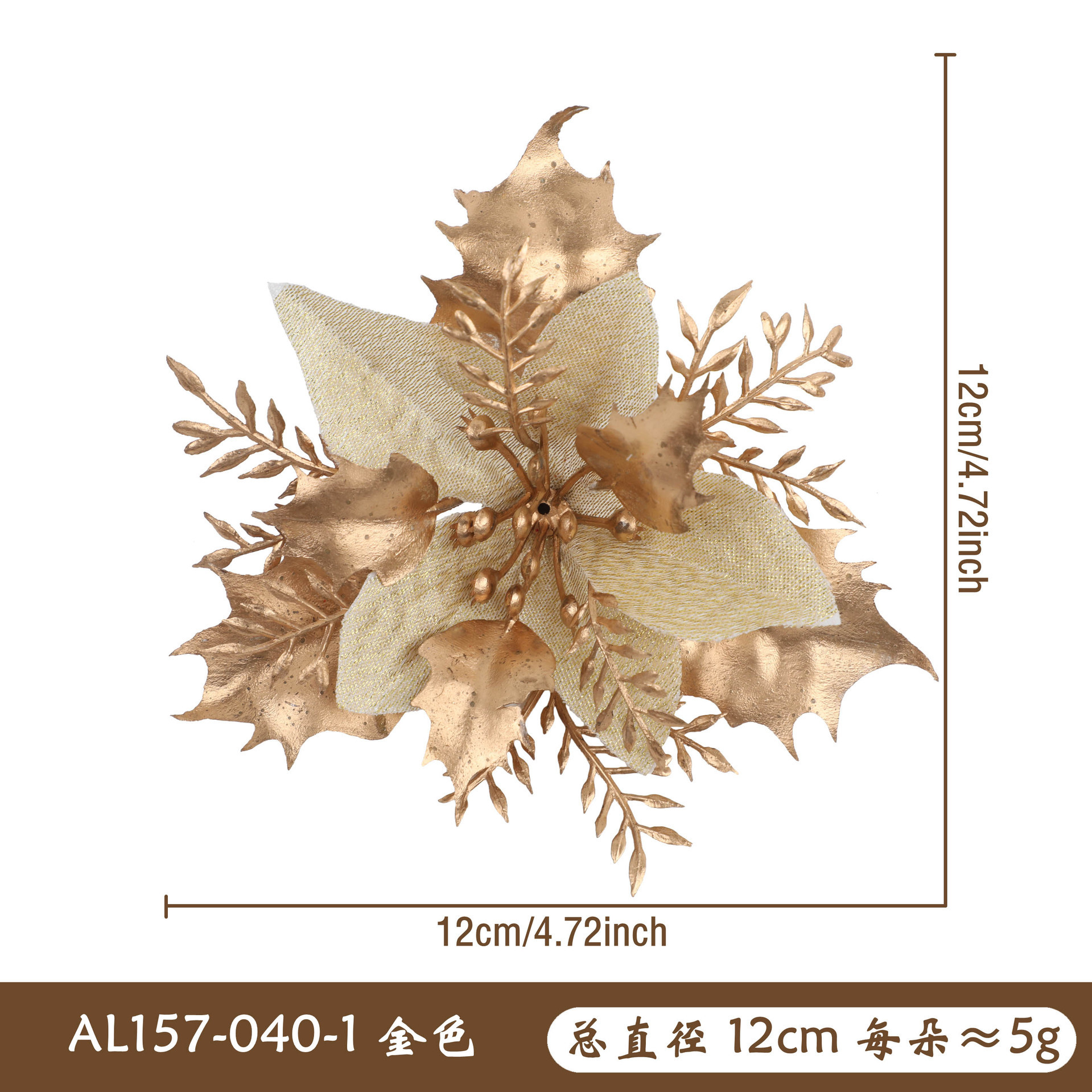 Navidad flores de polvo de oro flor de polvo de cebolla corona de polvo de flores accesorios de decoración artificial árbol de Navidad al por mayor